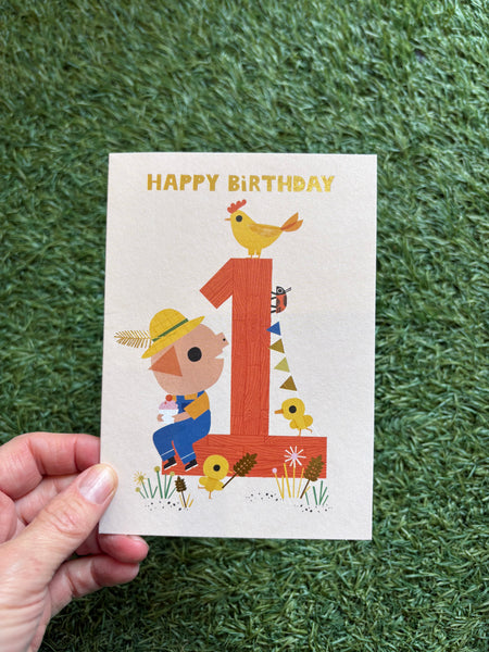 Raspberry Blossom Happy Birthday 1 Farm Card