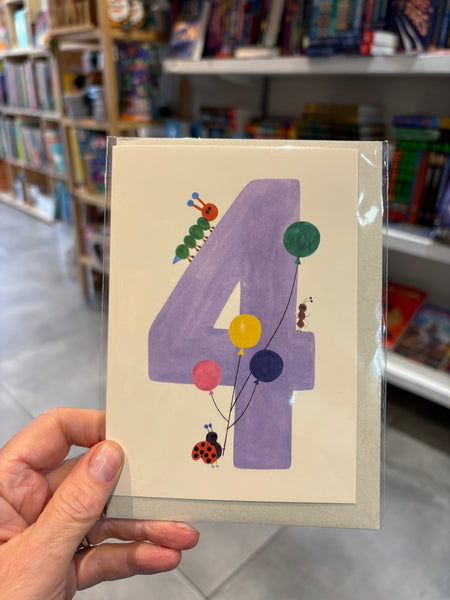 Number 4 Age Card (bugs) - Daria Solak