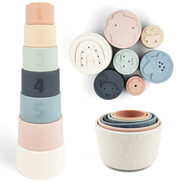 Baby Ellor Silicone Stacking Cups - Spring Colour