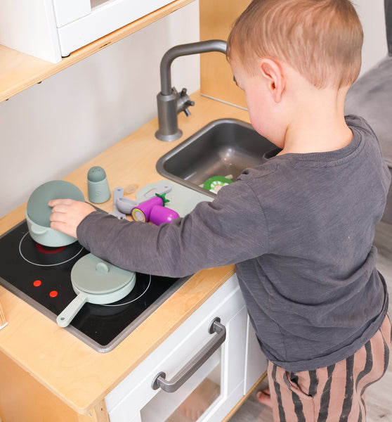 Baby Ellor Silicone Kitchen Playset- Grey Green