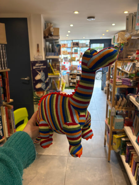 Best Years Knitted Stripe Diplodocus Dinosaur Soft Toy Teddy