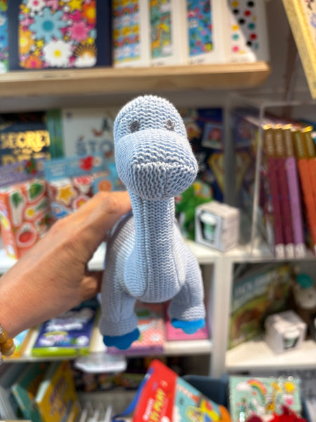 Best Years Knitted Light Blue Diplodocus Rattle