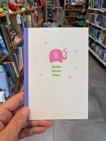 Hello Little One! Pink Elephant BabyCard
