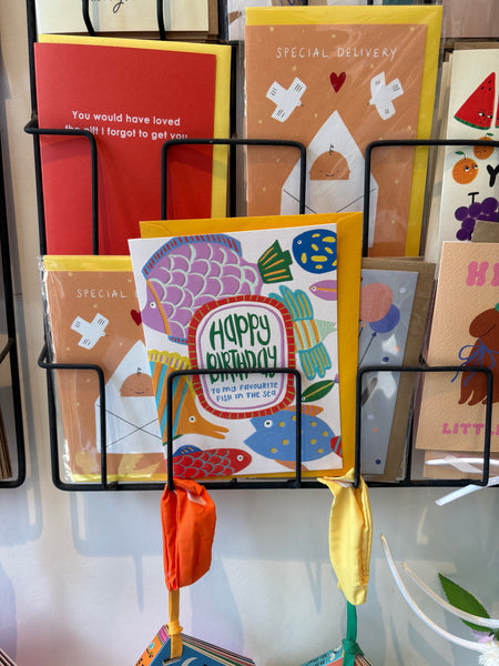 Raspberry Blossom Happy Birthday Fish Card