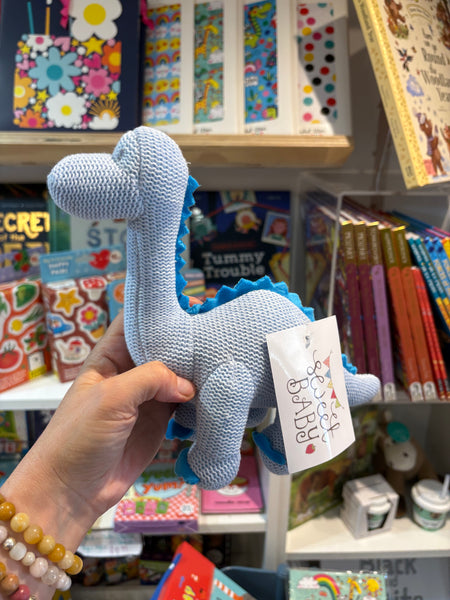 Best Years Knitted Light Blue Diplodocus Rattle