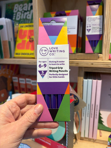 Love Writing Co. 5 Pack of Tripod Grip Writing Pencils - For Ages 6-9