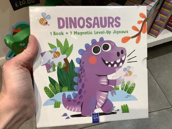 Dinosaurs 1 Book + 3 Magnetic Level-Up Jigsaws