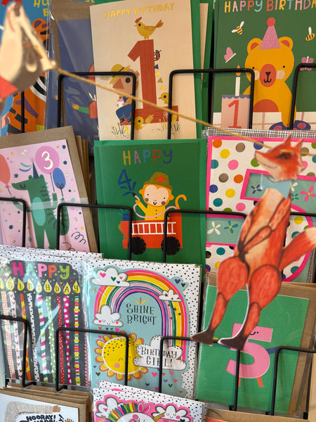 Raspberry Blossom Happy Birthday 4 Monkey Fireman Card