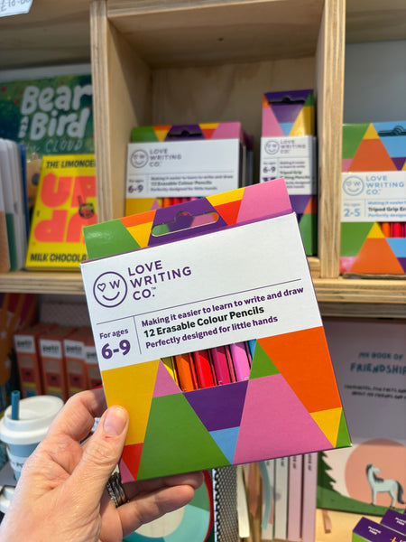 Love Writing Co. 12 Pack of Tripod Grip Colouring Pencils - For Ages 6-9