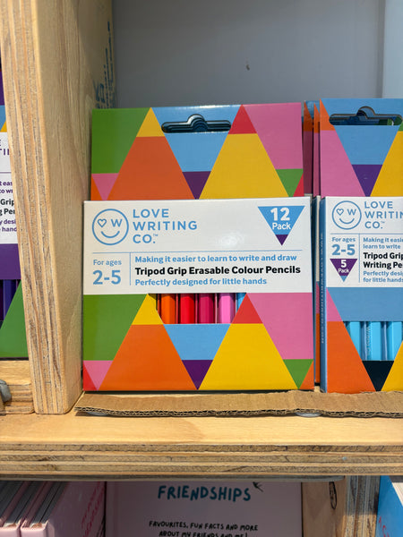 Love Writing Co. 12 Pack of Tripod Grip Colouring Pencils - For Ages 2-5
