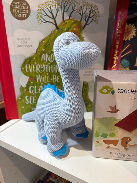 Best Years Knitted Light Blue Diplodocus Rattle
