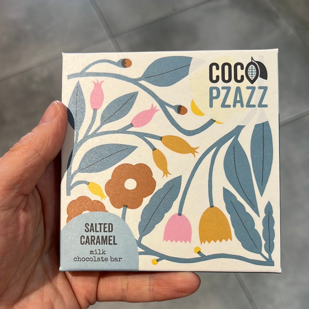 Coco Pzazz Salted Caramel Milk Chocolate Bar (Flowers)