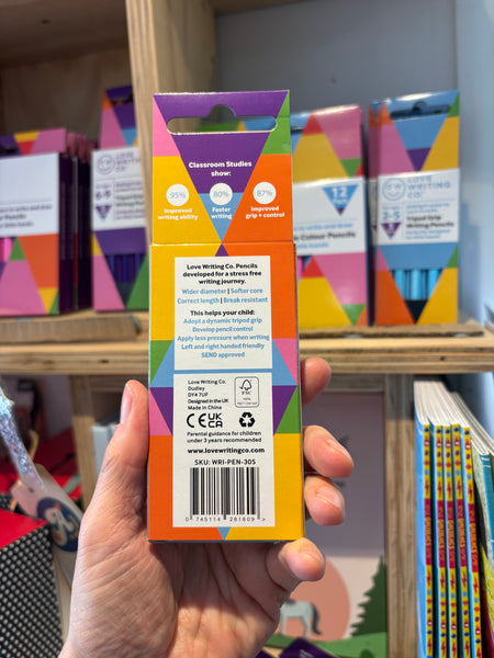 Love Writing Co. 5 Pack of Tripod Grip Writing Pencils - For Ages 2-5