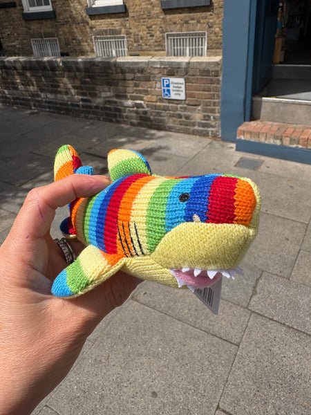 Best Years Knitted Rainbow Shark Rattle