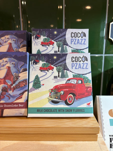 Coco Pzazz Milk Chocolate with Snow Flurries Bar