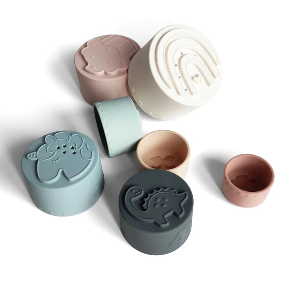 Baby Ellor Silicone Stacking Cups - Spring Colour