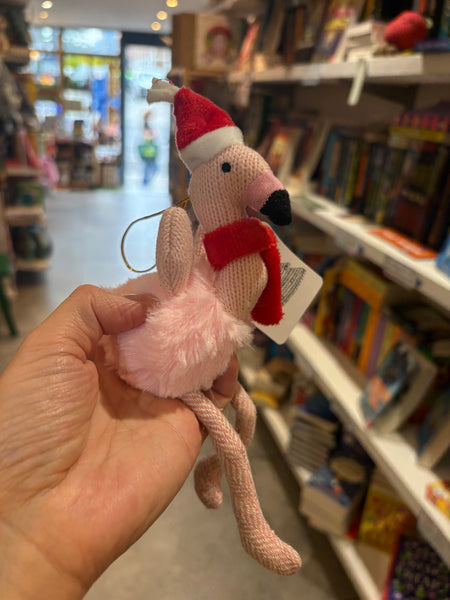 Flamingo Knitted Christmas Bauble