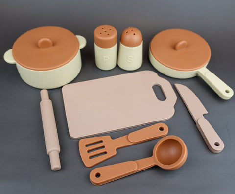 Baby Ellor Silicone Kitchen Playset- Grey Green