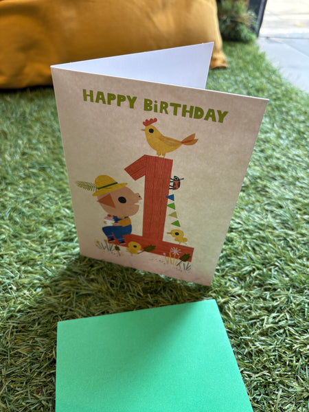 Raspberry Blossom Happy Birthday 1 Farm Card