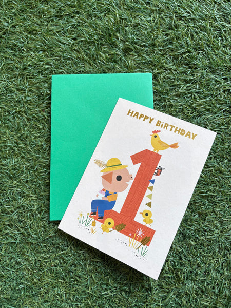 Raspberry Blossom Happy Birthday 1 Farm Card