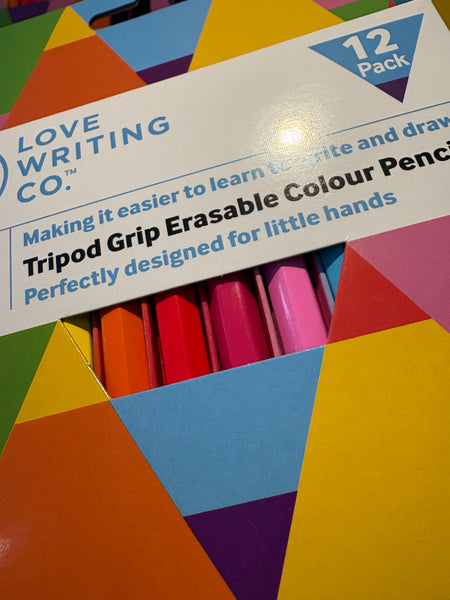 Love Writing Co. 12 Pack of Tripod Grip Colouring Pencils - For Ages 2-5