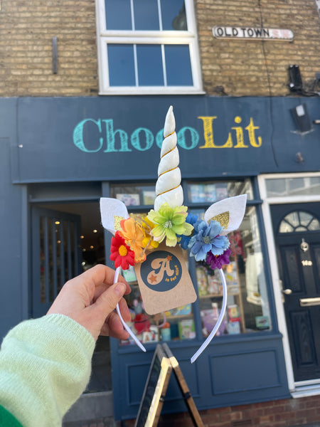 A is for Alice Rainbow Unicorn Headband