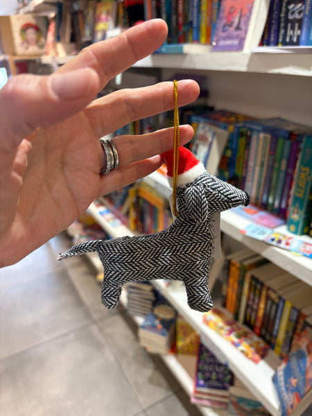 Tweed Sausage Dog Christmas Bauble