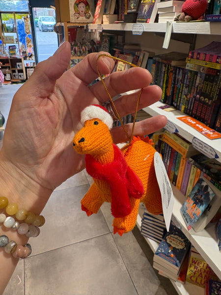 Knitted Diplodocus Christmas Bauble