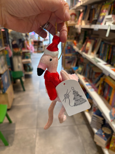Flamingo Knitted Christmas Bauble