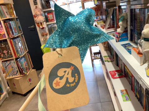 A is for Alice Glitter Star Wand Blue
