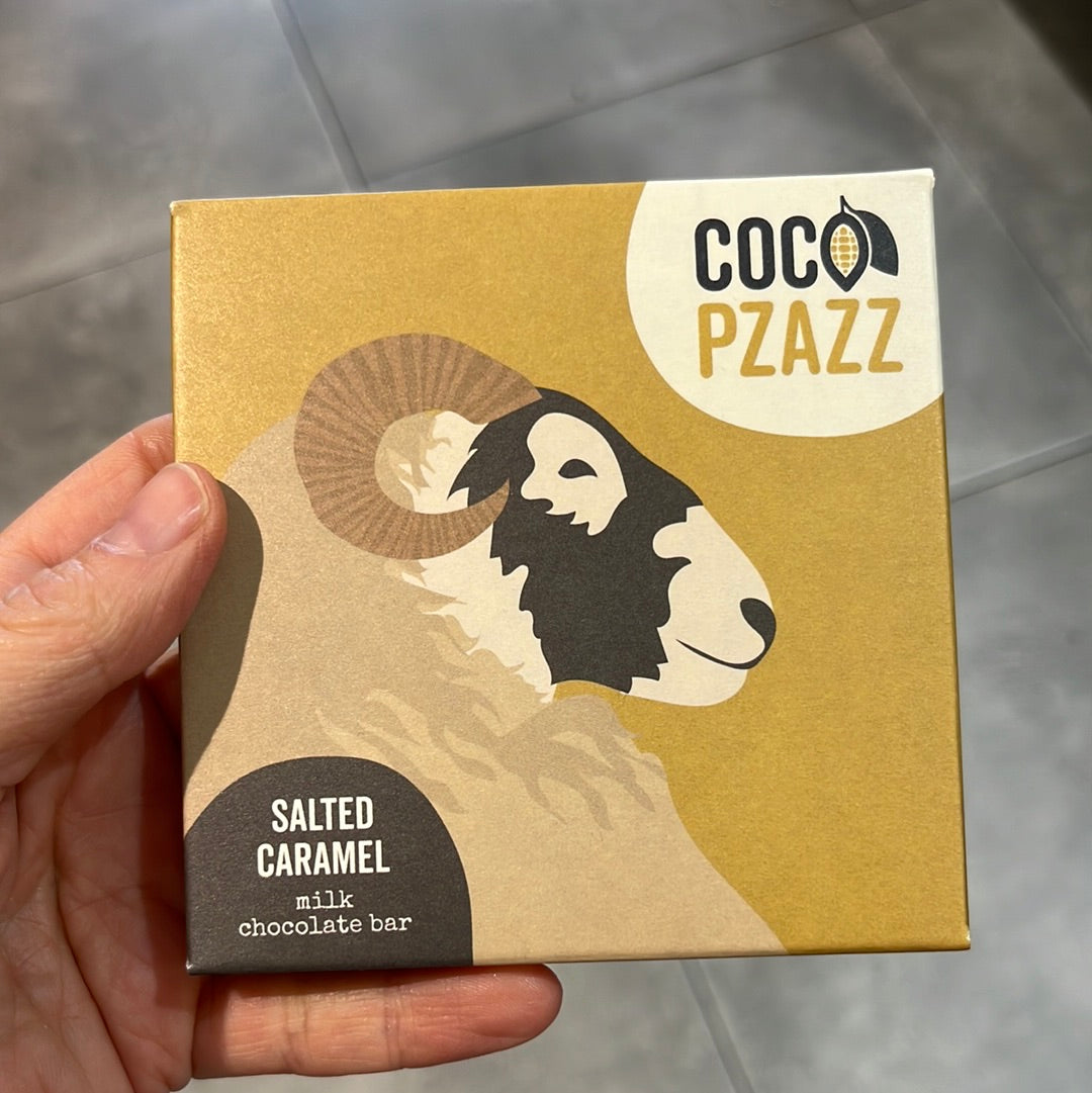 Coco Pzazz Salted Caramel Milk Chocolate Bar (Sheep)