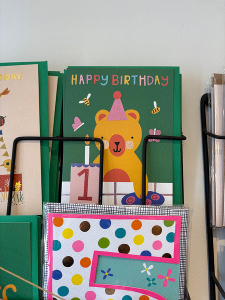 Raspberry Blossom Happy Birthday 1 Teddy Bear Picnic Card