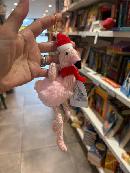 Flamingo Knitted Christmas Bauble