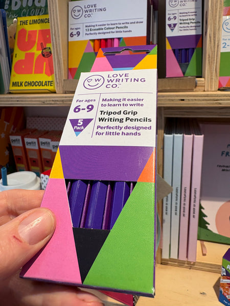 Love Writing Co. 5 Pack of Tripod Grip Writing Pencils - For Ages 6-9