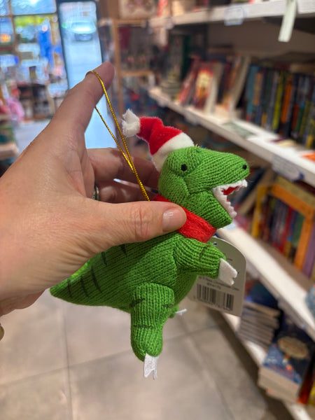 Knitted T- Rex Christmas Bauble