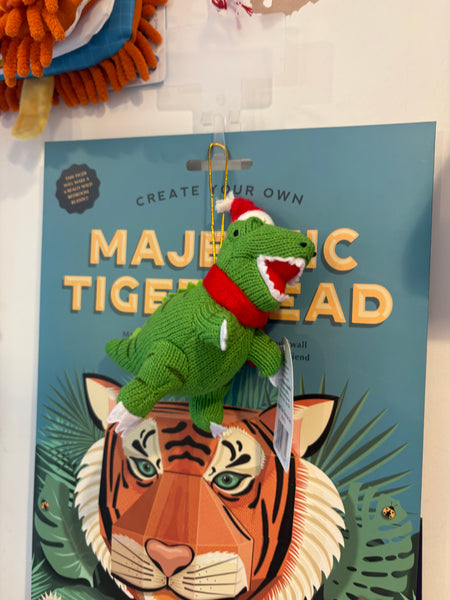 Knitted T- Rex Christmas Bauble
