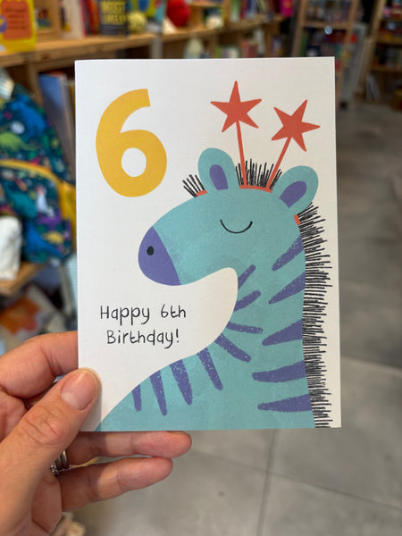 6 Zebra Star Headband Birthday Card