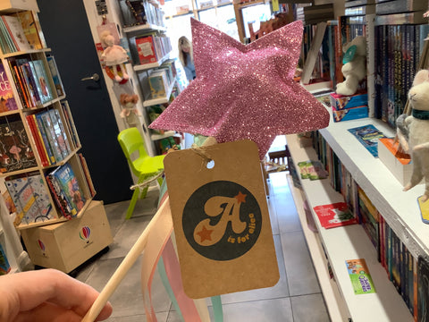 A is for Alice Glitter Star Wand Pink
