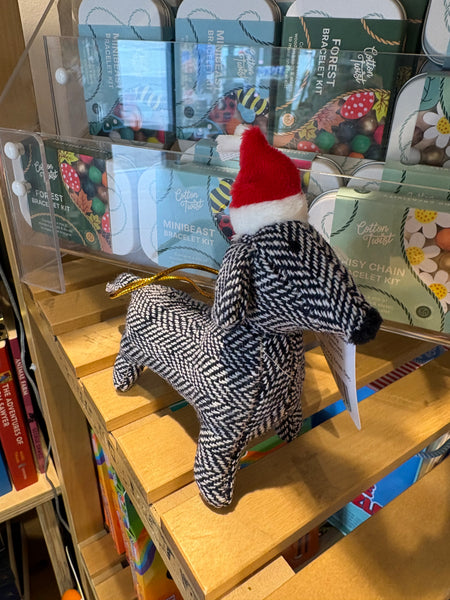 Tweed Sausage Dog Christmas Bauble