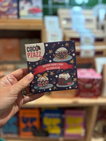 Coco Pzazz Christmas Pudding Flavour Milk Chocolate Bar