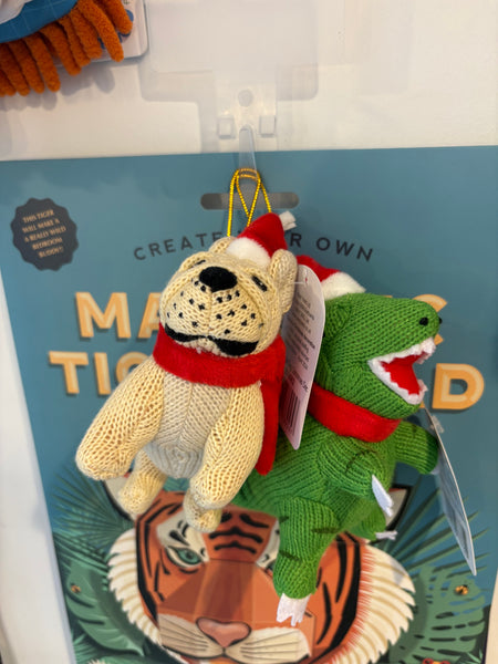 Knitted T- Rex Christmas Bauble