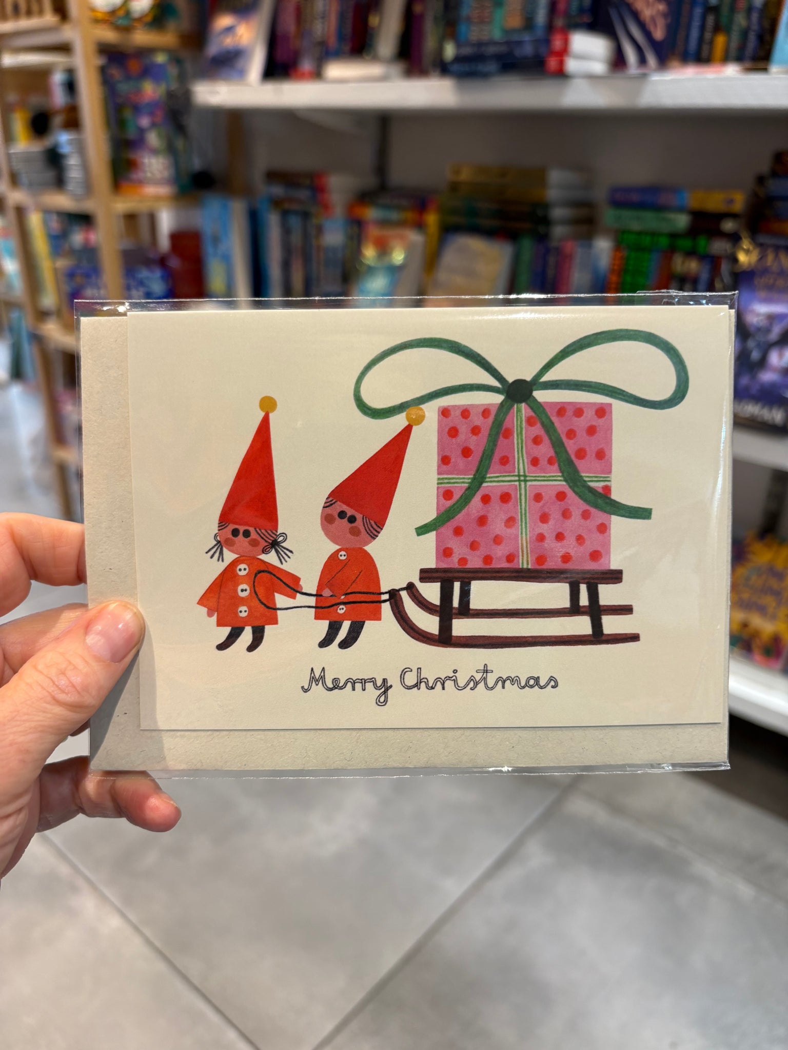 Merry Christmas Elves & Present Sleigh Card - Daria Solak