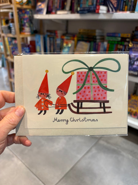 Merry Christmas Elves & Present Sleigh Card - Daria Solak