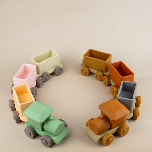Baby Ellor Silicone Train Set - Pastel Green