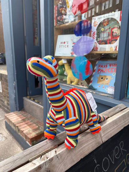 Best Years Knitted Stripe Diplodocus Dinosaur Soft Toy Teddy