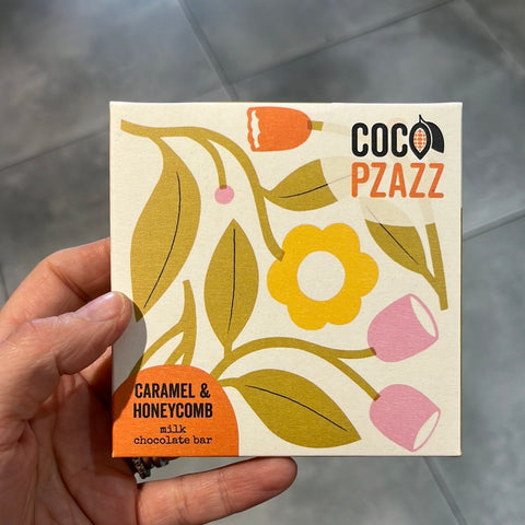 Coco Pzazz Caramel and Honeycomb Milk Chocolate Bar