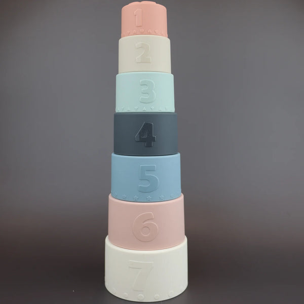 Baby Ellor Silicone Stacking Cups - Spring Colour