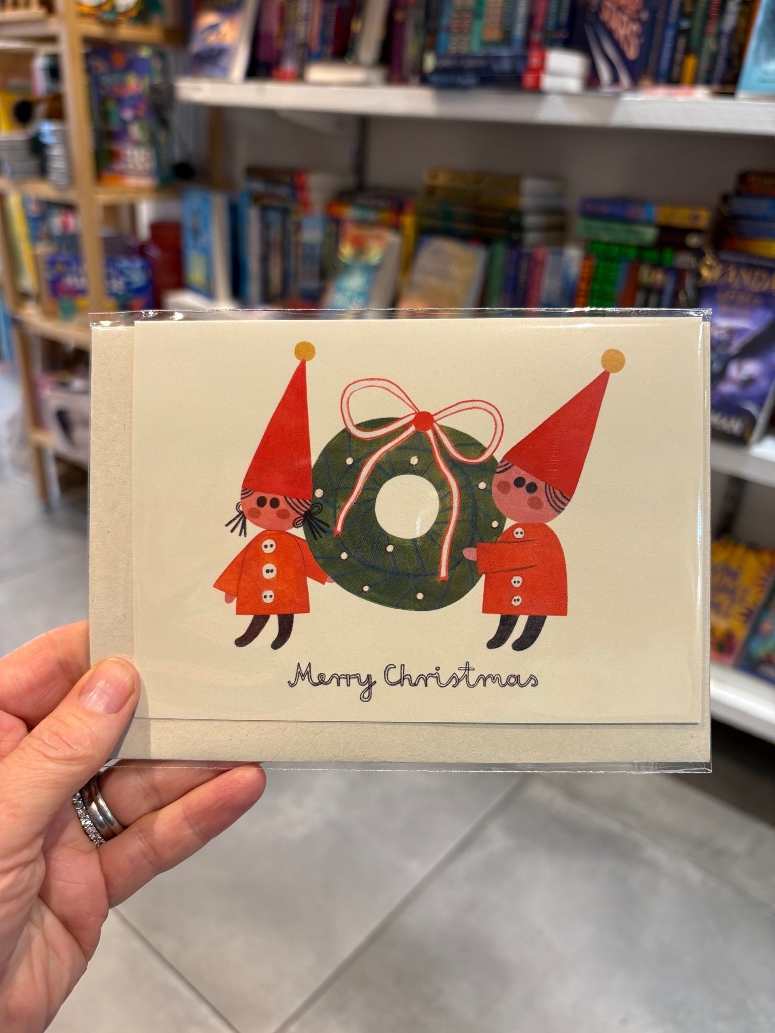 Merry Christmas Elves & Wreath Card - Daria Solak