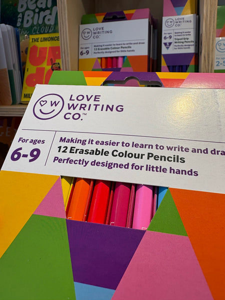 Love Writing Co. 12 Pack of Tripod Grip Colouring Pencils - For Ages 6-9