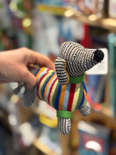 Best Years Knitted Sausage Dog Baby Rattle